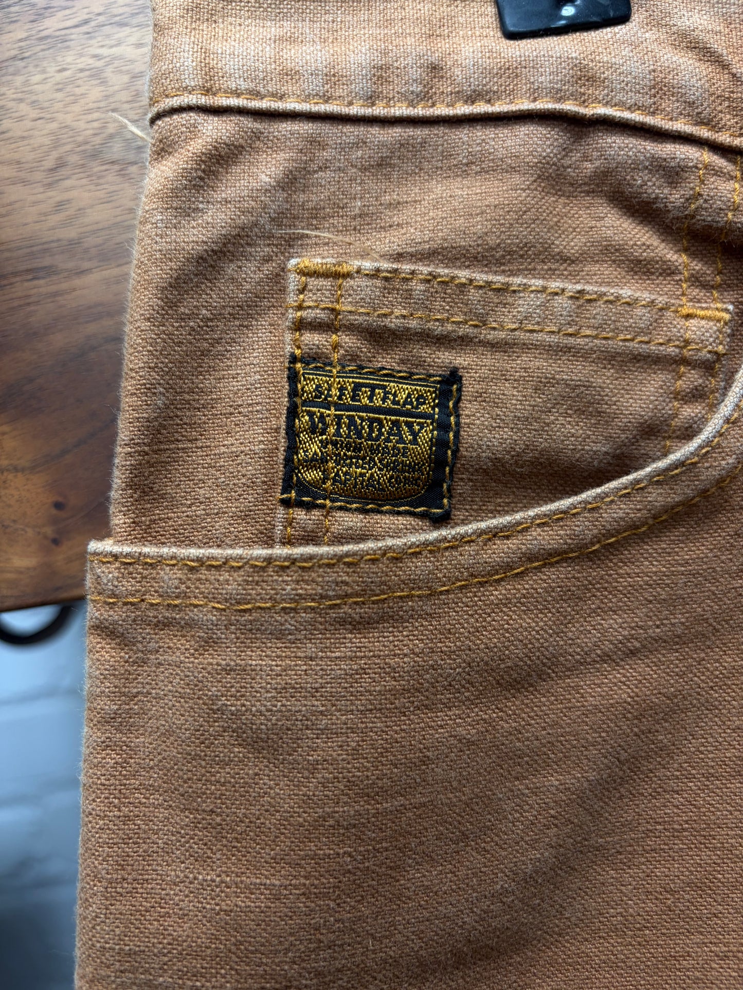 Kapital ‘Rat Flare’ Pleated Orange Japanese Denim