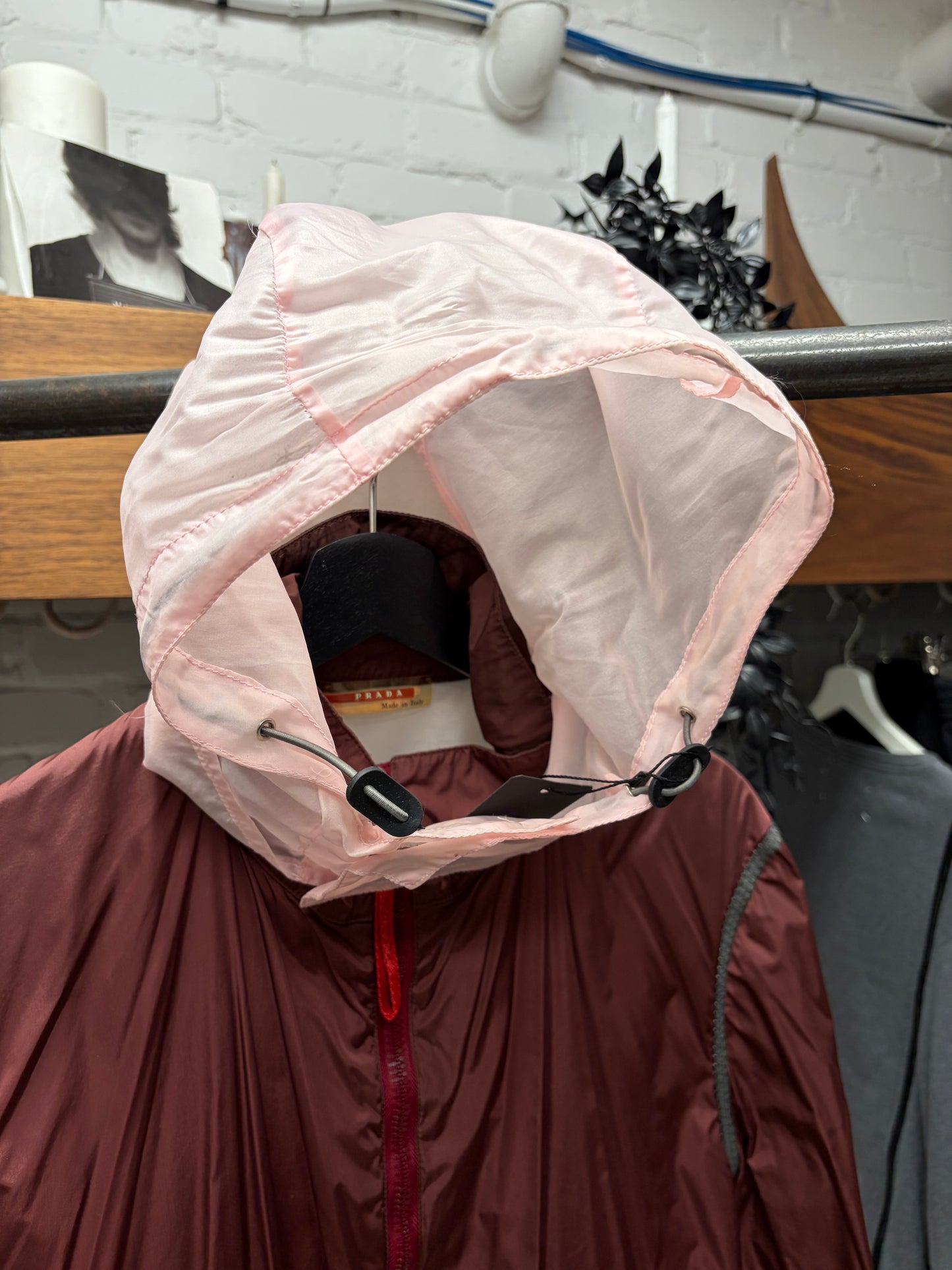 Vintage 90s Prada Sport Burgundy/Pink Nylon Shell Jacket