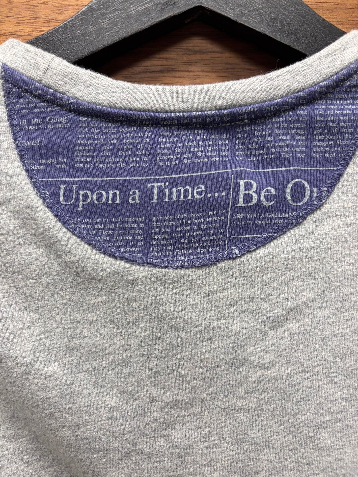 John Galliano ‘Newspaper Print’ Cropped Grey Short Sleeve Shirt