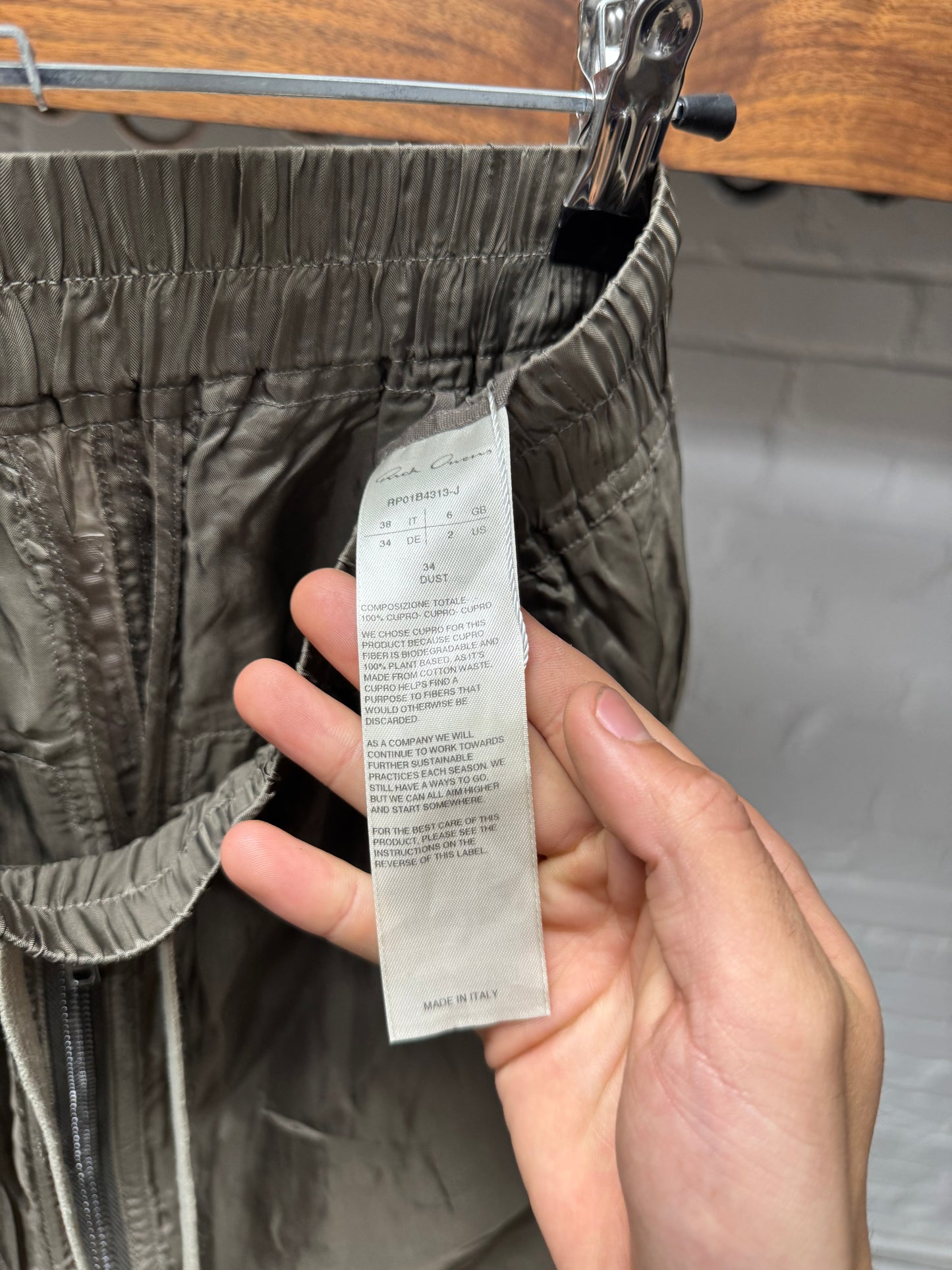SS2022 Rick Owens ‘Fogachine’ Dust Brown Satin Track Pants