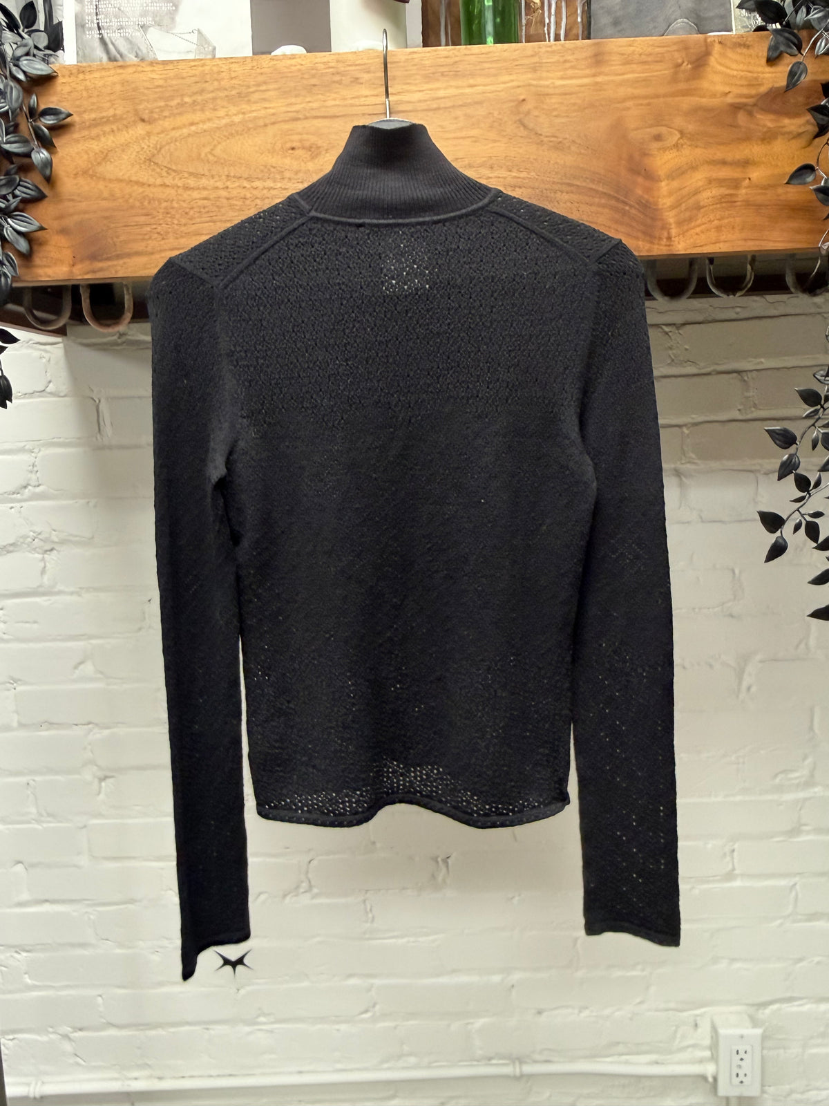 AW2004 Dior Runway Semi-Sheer Black Mesh ‘Box Logo’ Thin Knit Sweater