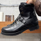 Prada Calfskin Leather ‘Hiking’ Buckle Strap Ankle Boots