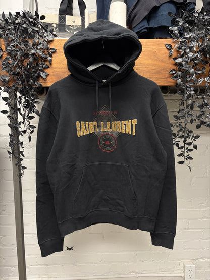 2021 Saint Laurent ‘Collegiate Logo’ Black Pullover Hoodie