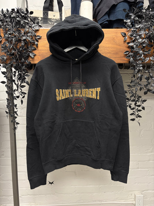 2021 Saint Laurent ‘Collegiate Logo’ Black Pullover Hoodie