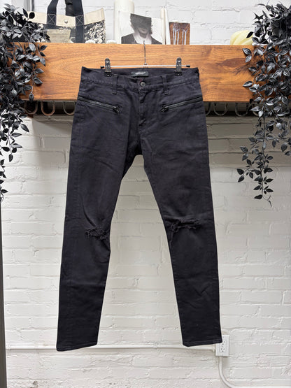 SS2015 Undercover ‘Psychocandy’ Text Print Grey Skinny Denim