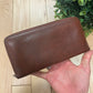 Jil Sander Embossed Logo Brown Leather Long Wallet
