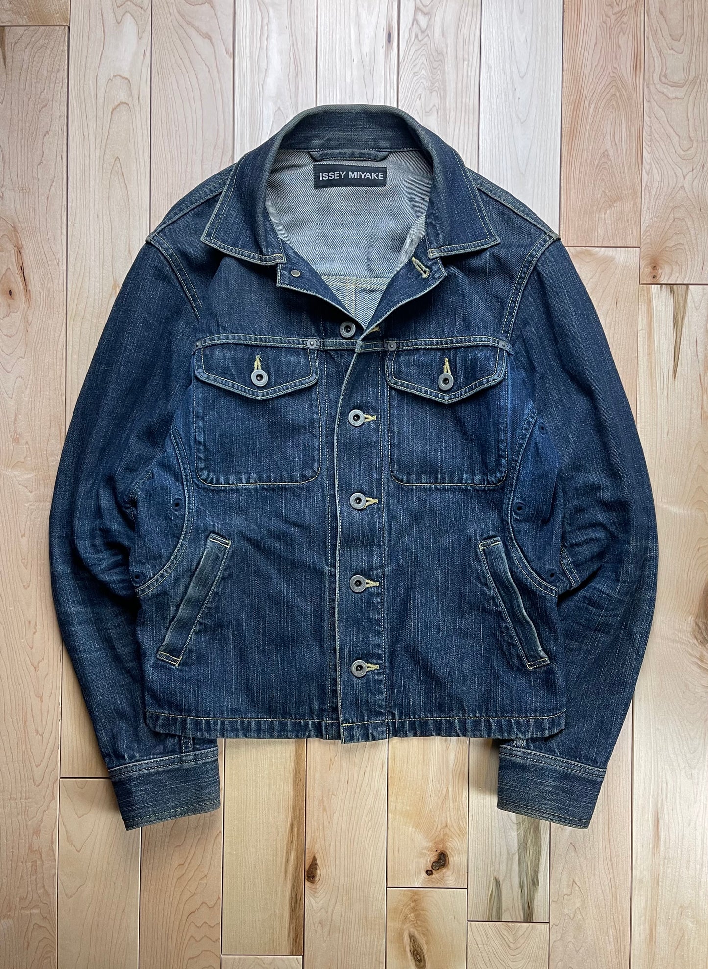 Issey Miyake Raw Overdyed Blue Denim Jacket