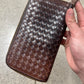 Bottega Veneta ‘Quilted’ Brown Long Leather Wallet