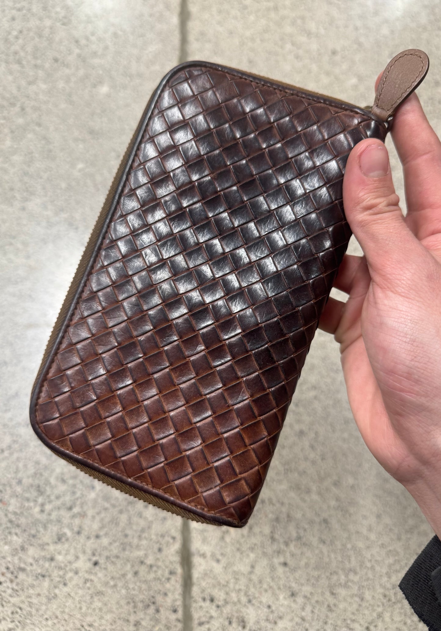 Bottega Veneta ‘Quilted’ Brown Long Leather Wallet