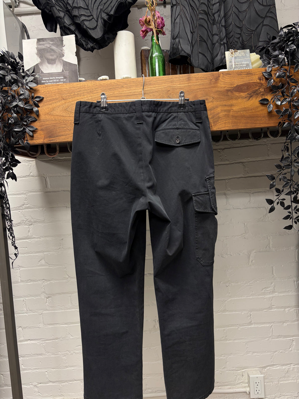 Vintage Prada Faded Black Straight Cut ‘Zip-Pocket’ Cargo Pants