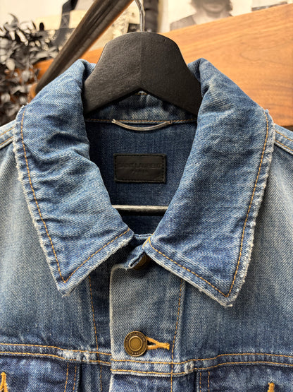 2019 Saint Laurent ‘Crash Distressed’ Blue Denim Trucker Jacket