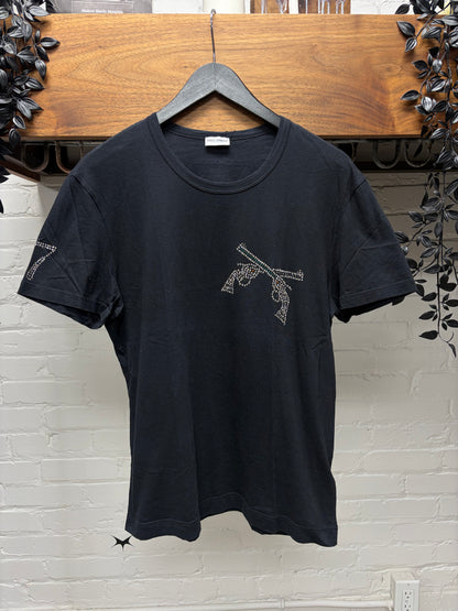 2000s Dolce & Gabbana Rhinestone ‘Dual Pistols’ Black Undershirt