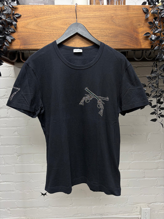 2000s Dolce & Gabbana Rhinestone ‘Dual Pistols’ Black Undershirt
