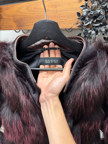AW2003 Gucci by Tom Ford Fox Fur/Pony-Hair ‘Plum’ Purple Leather Jacket