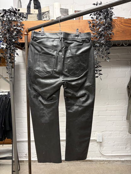 SS2026 Rick Owens ‘Hollywood’ Cracked Calfskin Leather Pants