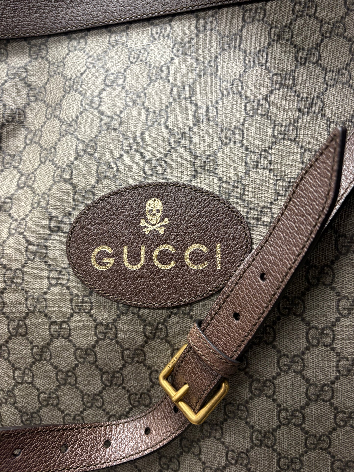 Gucci ‘Supreme Neo Vintage’ Coated Canvas/Leather ‘Skull & Bones’ Large Crossbody Bag