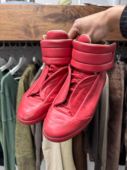 Maison Margiela ‘Future’ Red Leather High Top Sneakers
