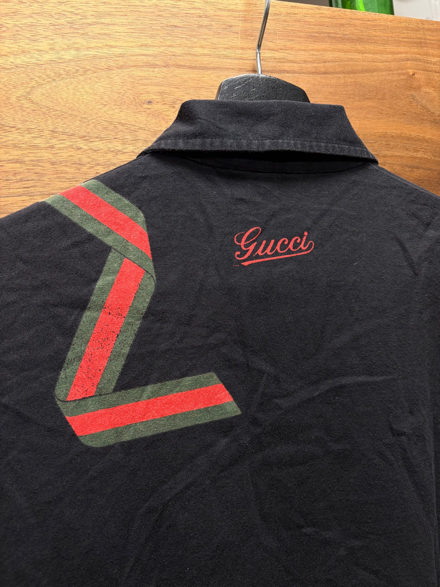 2000s Gucci Red/Green ‘Stripe Logo’ Horsebit Ribbon Polo