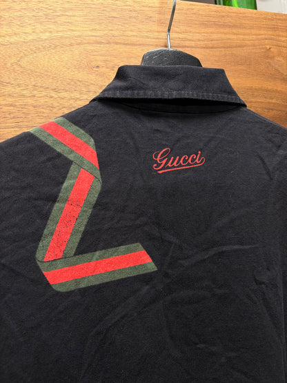 2000s Gucci Red/Green ‘Stripe Logo’ Horsebit Ribbon Polo