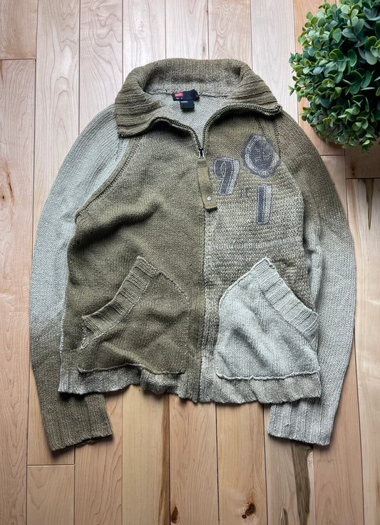 Diesel Faded Brown Zip Up Knit Sweater