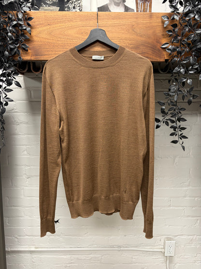 Dior Homme Embroidered ‘Bee Logo’ Brown Merino Wool Knit Sweater