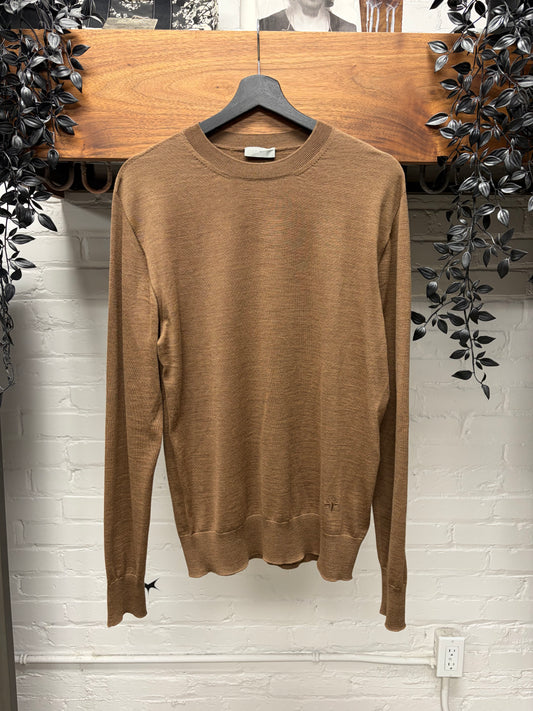 Dior Homme Embroidered ‘Bee Logo’ Brown Merino Wool Knit Sweater