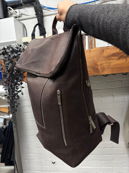 SS2021 Rick Owens ‘Tecuatl’ Chocolate Brown Cargo Duffle Leather Backpack