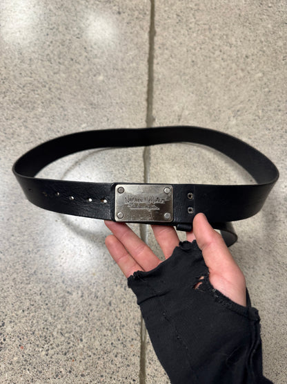 Number (N)ine Miyashita Era Silver ‘Square Buckle’ Leather Belt