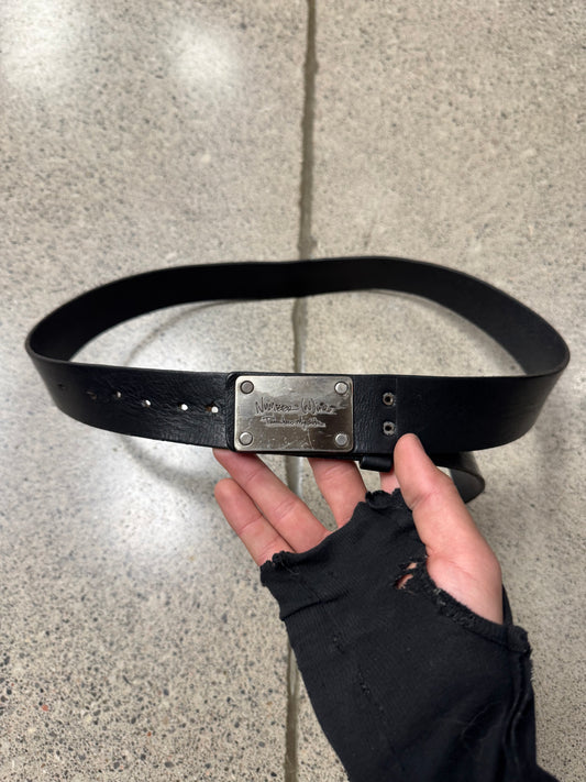 Number (N)ine Miyashita Era Silver ‘Square Buckle’ Leather Belt