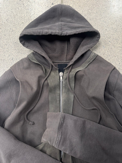 Rick Owens ‘Slab’ Layered Leather ‘Dust’ Hoodie