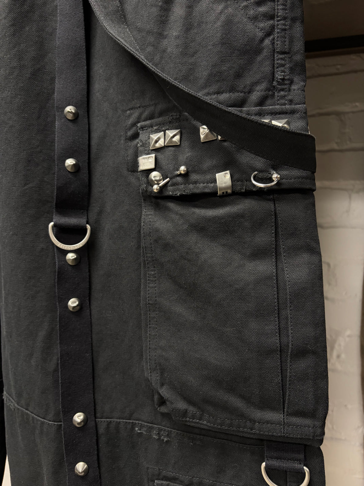 2024 Balenciaga ‘Raver’ Piercing Studded Black Wide Leg Denim