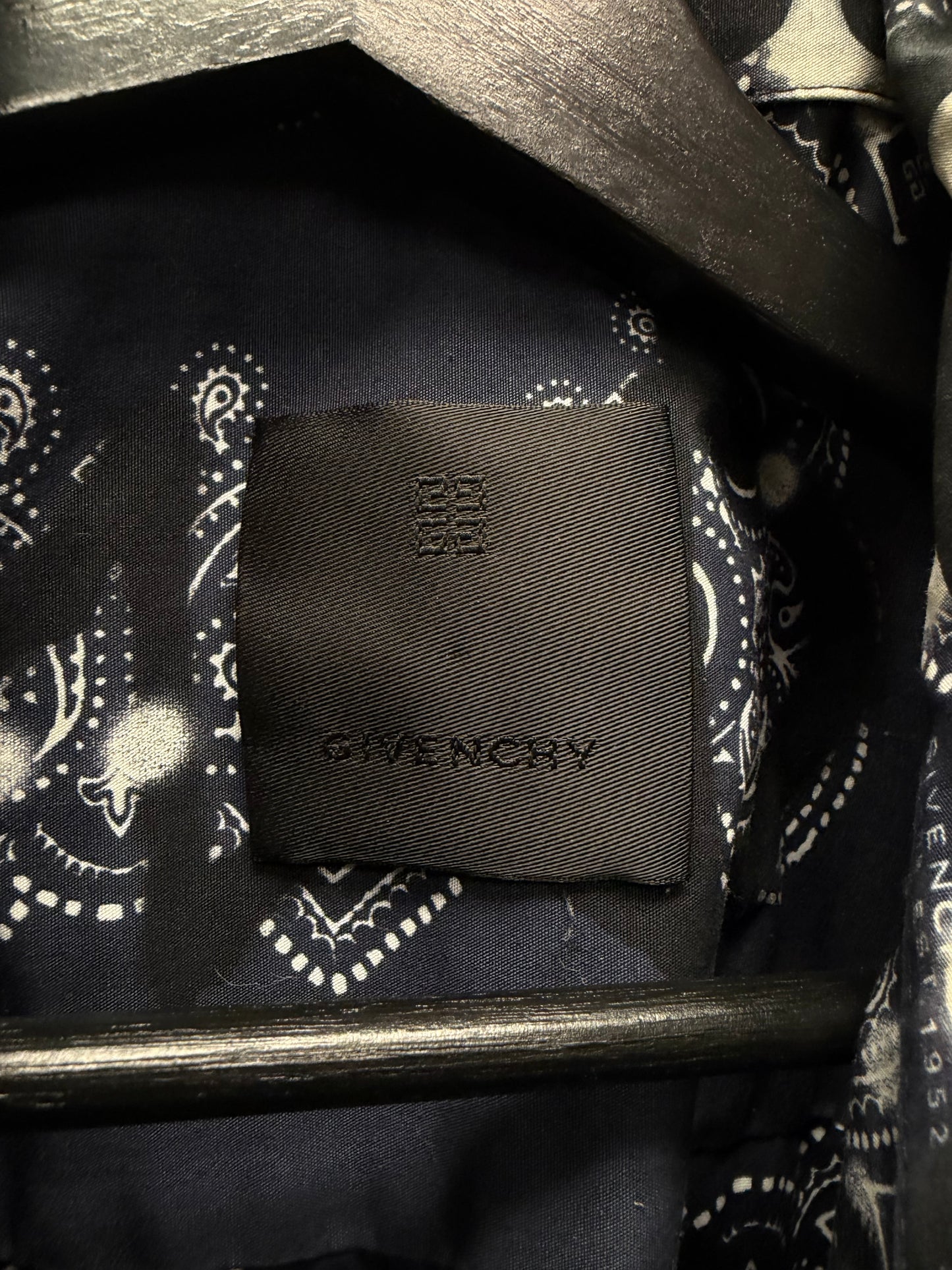 SS2022 Resort Givenchy x Chito Airbrushed Black/Blue Paisley Button Snap Shirt