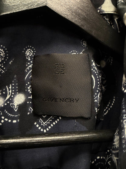 SS2022 Resort Givenchy x Chito Airbrushed Black/Blue Paisley Button Snap Shirt