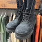 Balenciaga Black Distressed Canvas ‘Strike’ Combat Boots