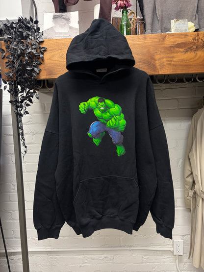 SS2024 Balenciaga ‘Hulk’ Oversized Black Embroidered Logo Pullover Hoodie