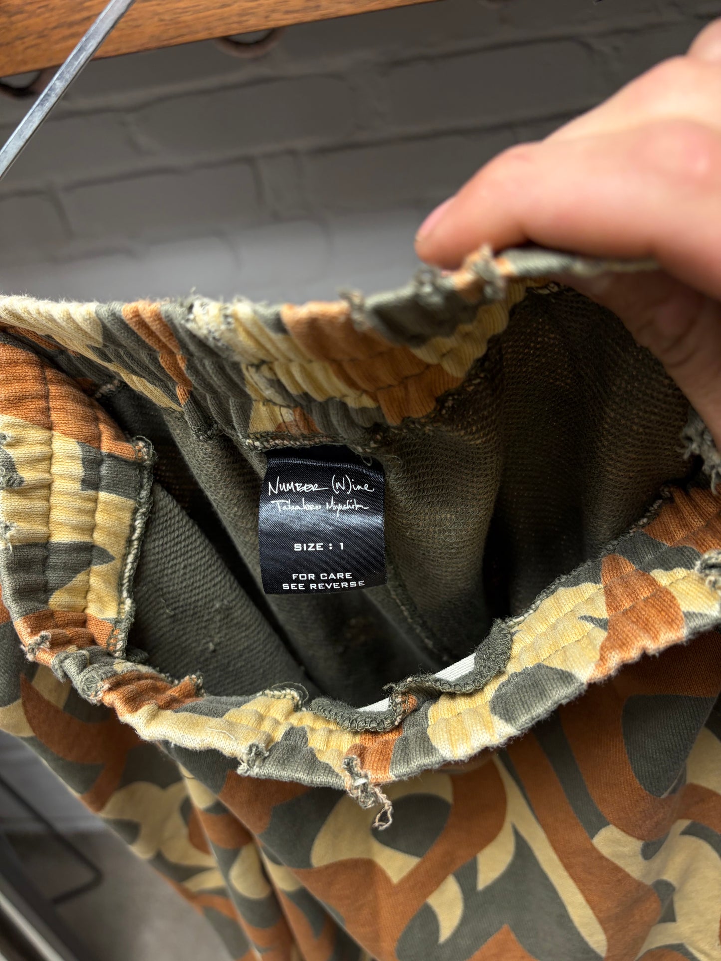 AW2004 Number (N)ine ‘Crying Hearts’ Tribal Print Sweatpants