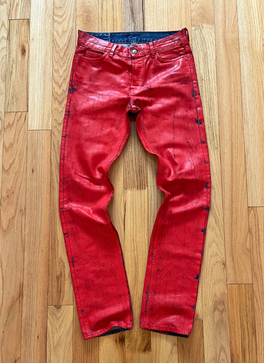 2004 Maison Margiela x H&M Painted Fade Red Denim.