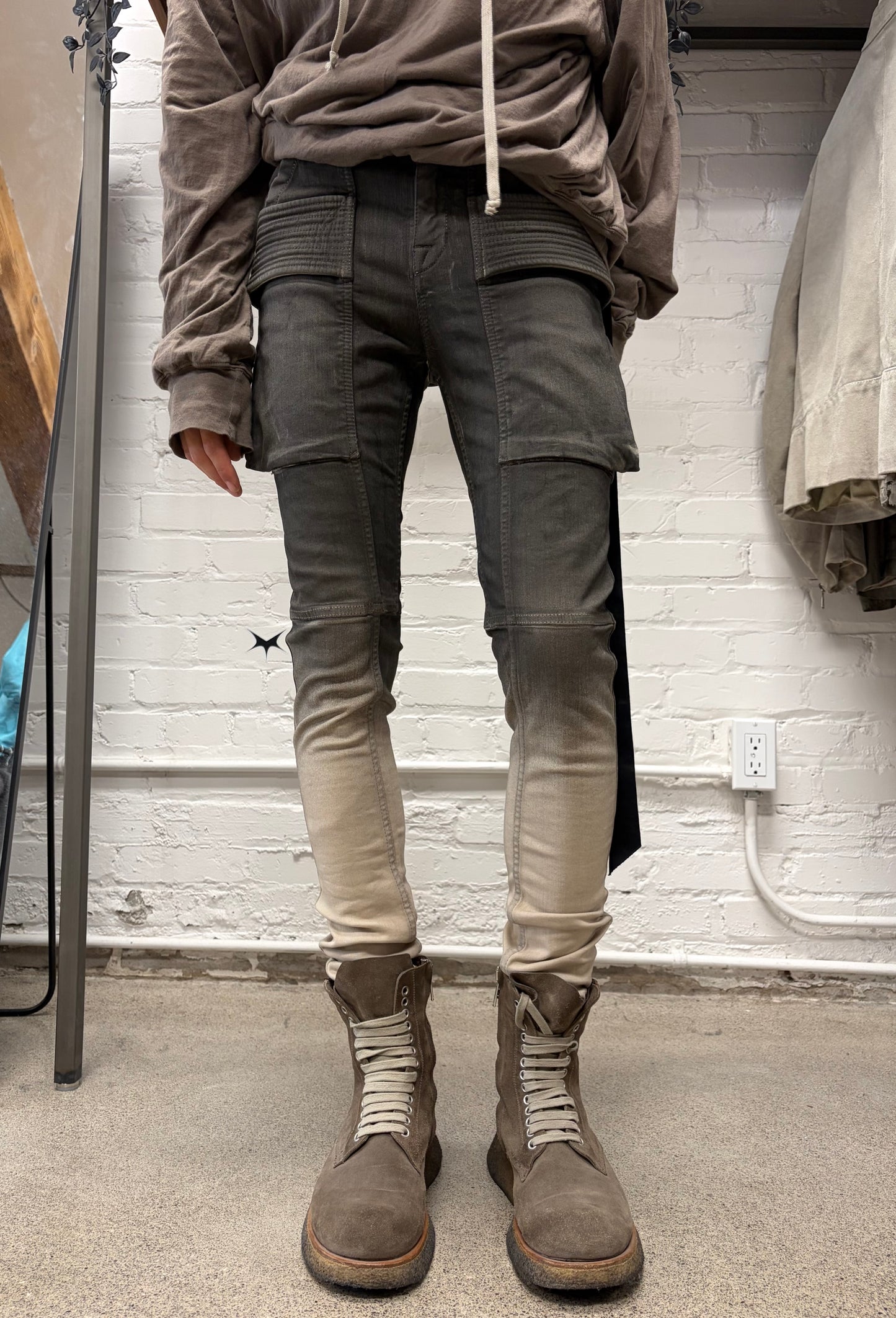 AW2023 Rick Owens ‘Luxor’ Creatch Dust/Pearl Degrade Skinny Jeans