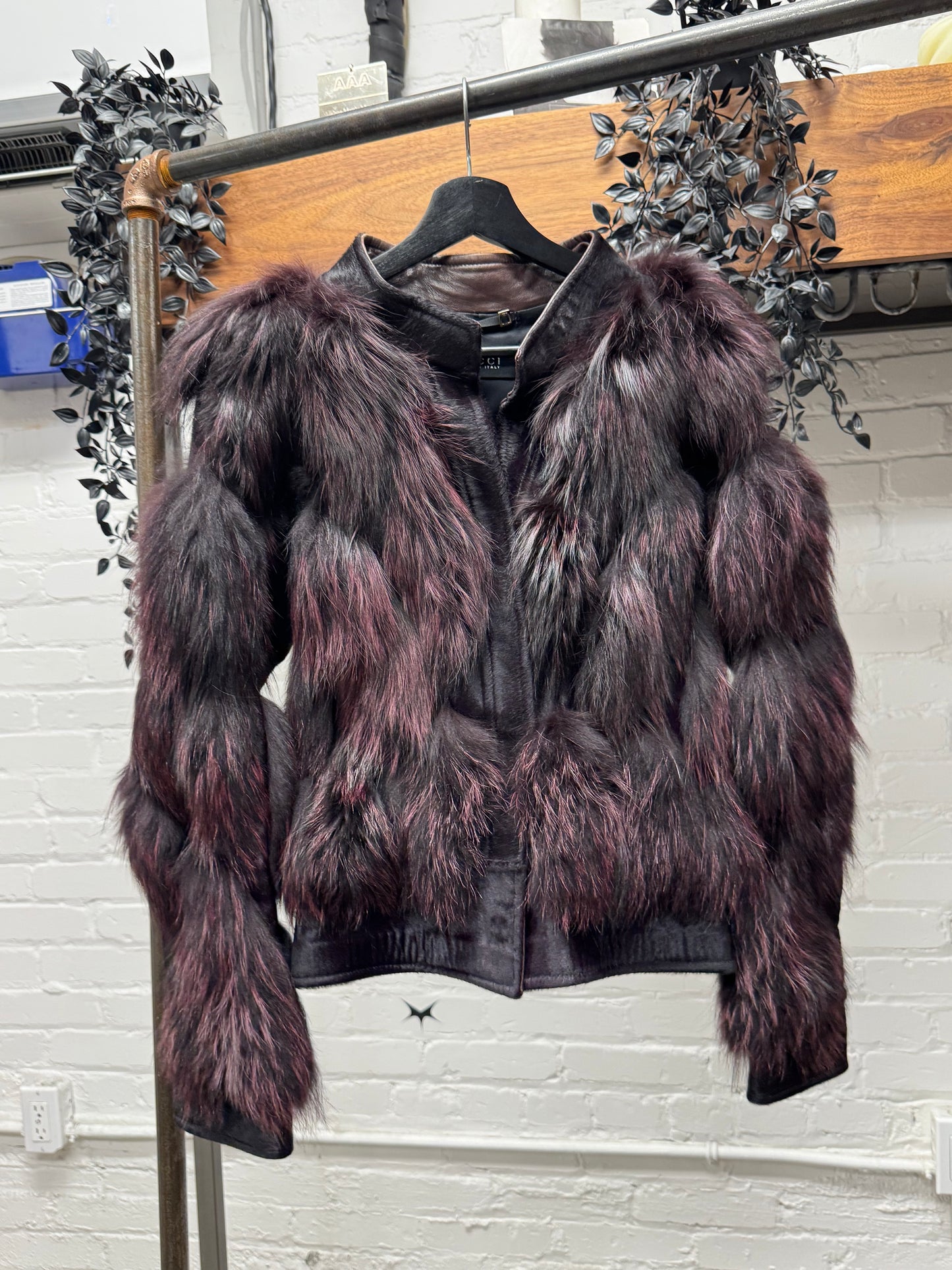 AW2003 Gucci by Tom Ford Fox Fur/Pony-Hair ‘Plum’ Purple Leather Jacket