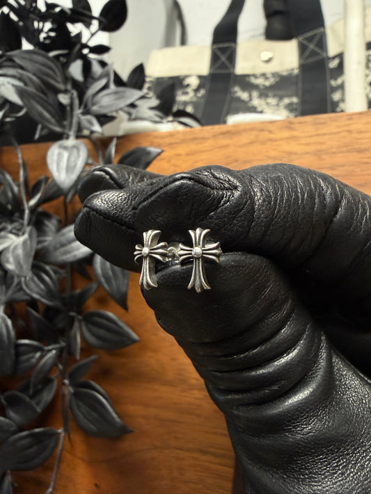 Chrome Hearts 925 Silver Classic Cross Earrings