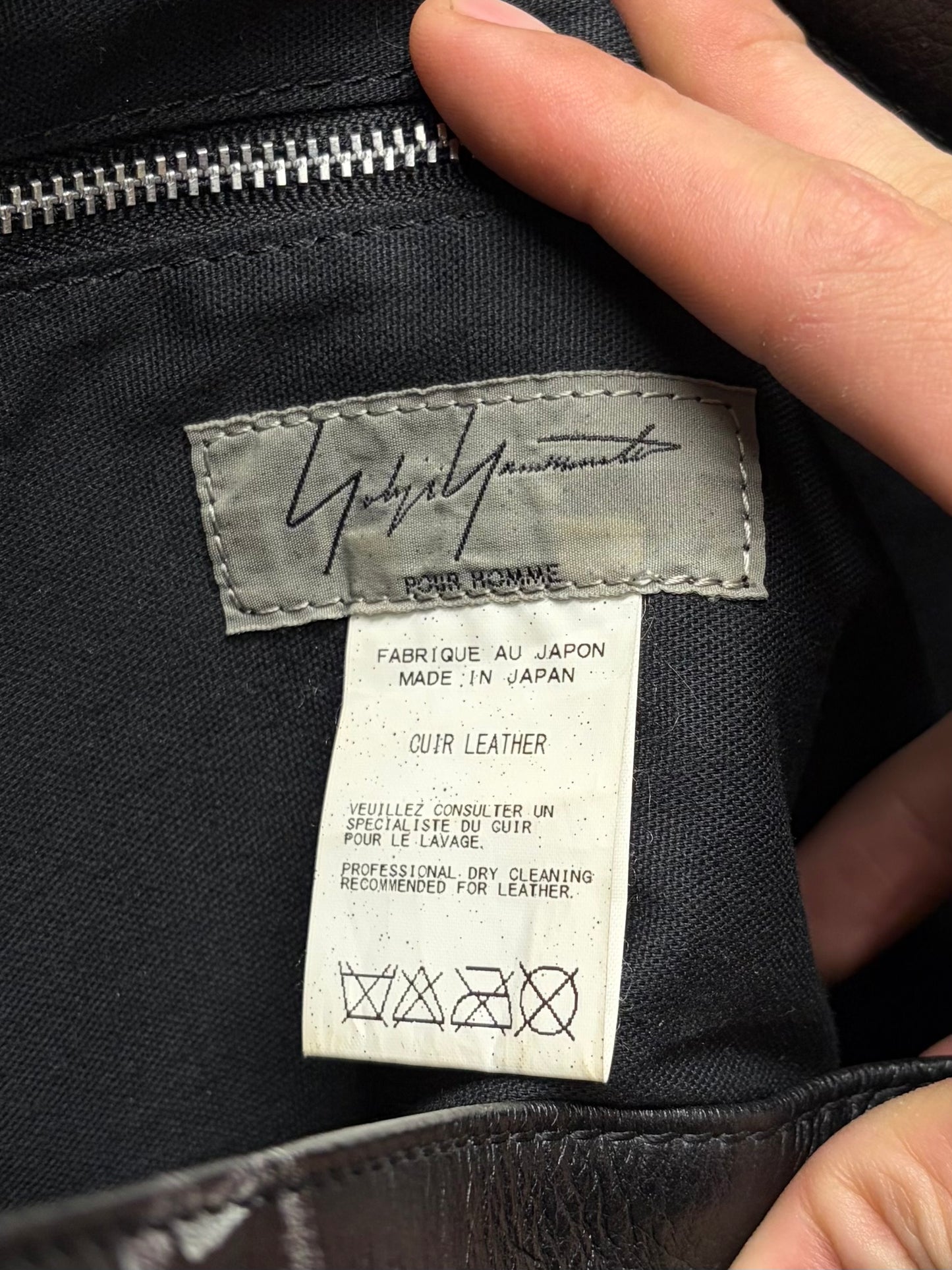 AW2014 Yohji Yamamoto Cowhide ‘Tiger & Chains’ Black Leather Tote Bag