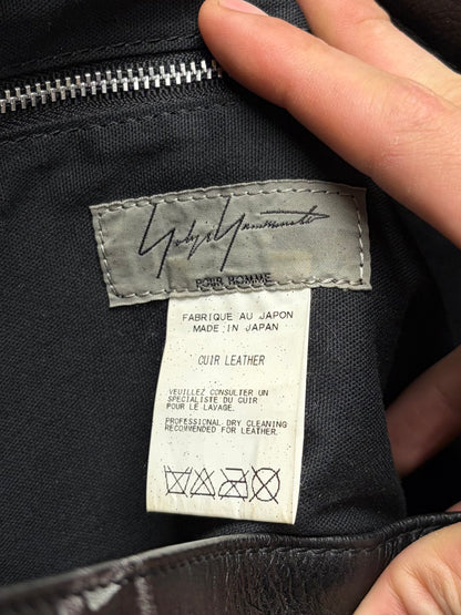 AW2014 Yohji Yamamoto Cowhide ‘Tiger & Chains’ Black Leather Tote Bag