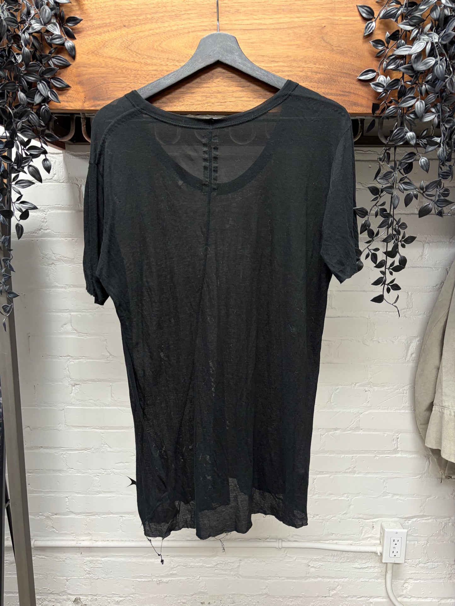 SS2007 Rick Owens ‘Drake’ Bleached Vomit Distressed Black T-Shirt