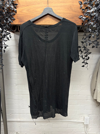 SS2007 Rick Owens ‘Drake’ Bleached Vomit Distressed Black T-Shirt
