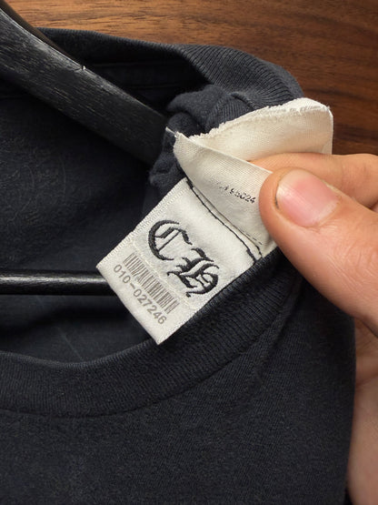 Vintage 90s Chrome Hearts ‘Jarvis Skull’ Flag Graphic Faded Black T-Shirt