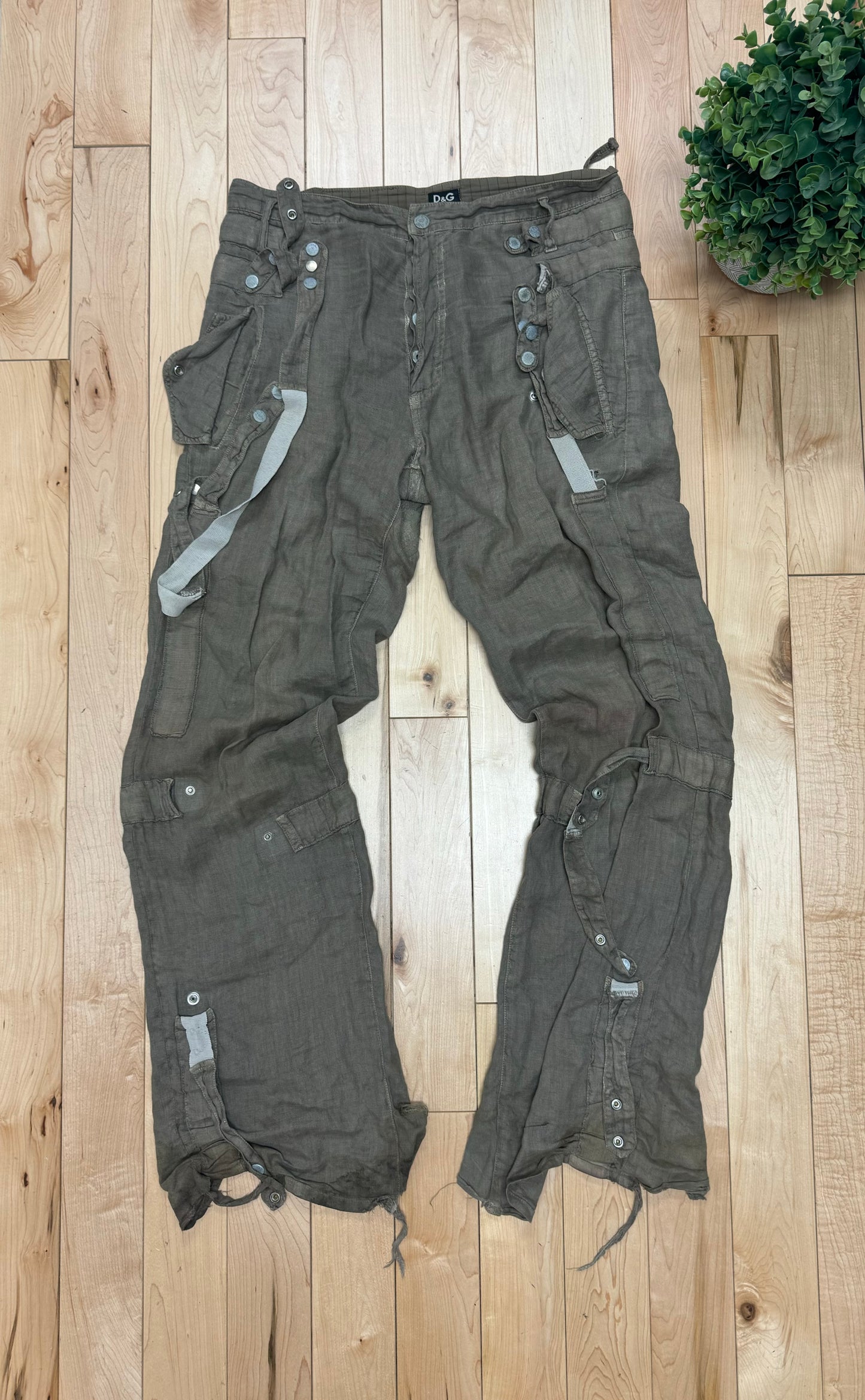 2000s Dolce & Gabbana Brown Linen Cargo Pants