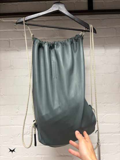 AW2022 Rick Owens ‘Strobe’ Teal/Pearl Leather Drawstring Backpack