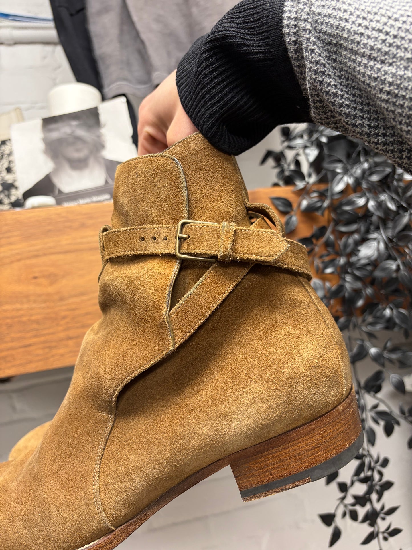 Saint Laurent ‘Wyatt Jodhpur’ Brown Suede Pointed Toe Boots