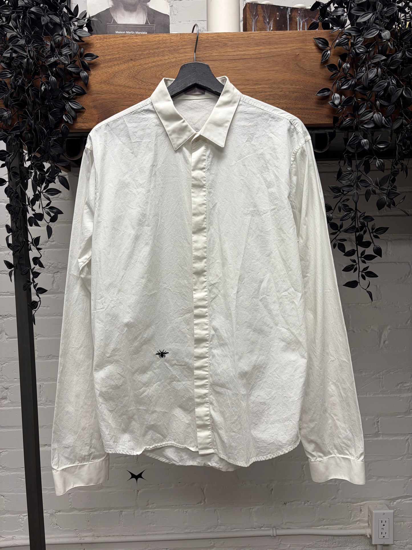 AW2005 Dior Homme ‘In the Morning’ Bee Embroidered Logo Button Up Shirt