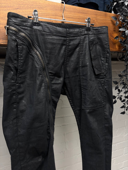 SS2015 Rick Owens Scrub Waxed ‘Aircut’ Black Skinny Jeans